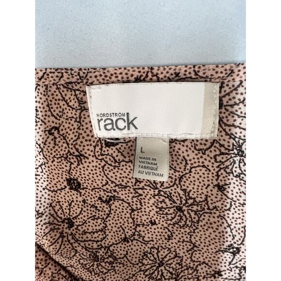 Nordstrom Rack Floral Long Sleeve Blouse Size L Pink Black Lined - Picture 2 of 7